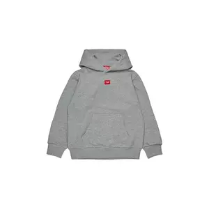 Diesel hanorac de bumbac pentru copii SXGINHOOD OVER SWEAT-SHIRT culoarea gri, cu glugă, melanj, J02502 imagine