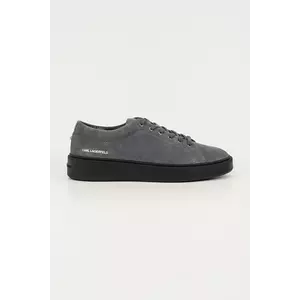 Karl Lagerfeld sneakers din piele întoarsă FLINT II culoarea gri, KL53323A imagine
