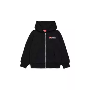 Diesel hanorac de bumbac pentru copii SDROPSHOODZ OVER SWEAT-SHIRT culoarea negru, cu glugă, cu imprimeu, J02484 imagine