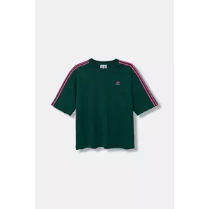 adidas Originals tricou din bumbac Oversize Tee culoarea verde, cu imprimeu, KA0477 imagine
