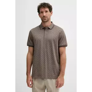 Michael Kors polo de bumbac culoarea maro, cu imprimeu, CS550V85KS imagine