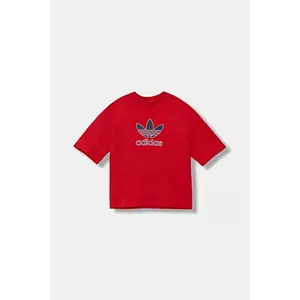 adidas Originals tricou de bumbac pentru copii culoarea roșu, cu imprimeu, JV8556 imagine