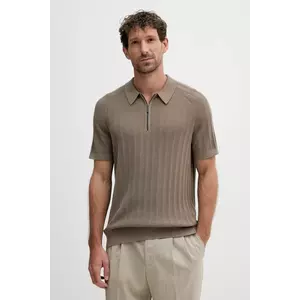 Michael Kors polo de bumbac culoarea maro, uni, CT560GT469 imagine
