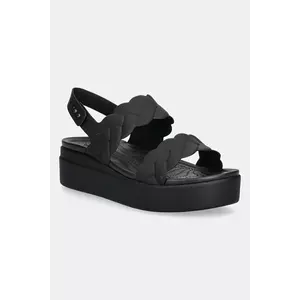 Crocs sandale Brooklyn Woven Upper Low Wedge culoarea negru, cu platformă, 209977 imagine