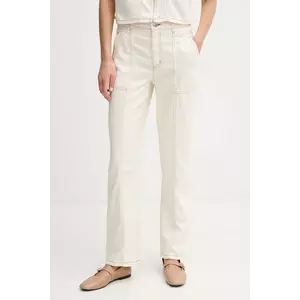 Dkny pantaloni culoarea bej, drept, high waist, P5DKXB18 imagine