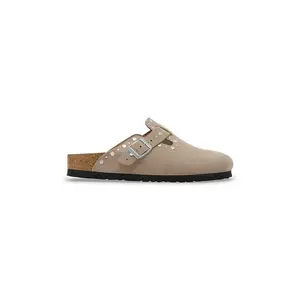Birkenstock papuci din piele Boston Rivet culoarea bej, 1030418 imagine