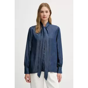 Joop! cămașă jeans culoarea bleumarin, cu un decolteu legat, relaxed, 30047820 imagine