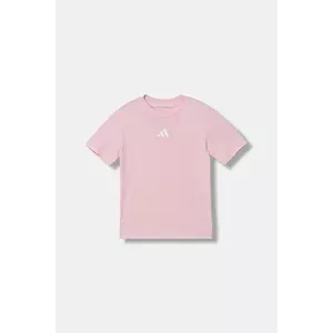 adidas tricou de bumbac pentru copii culoarea roz, cu imprimeu, JW0004 imagine