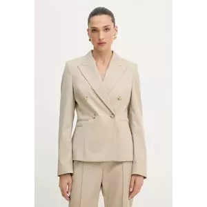 BOSS geacă de lână culoarea bej, cu două rânduri de nasturi, uni, 50543280 imagine