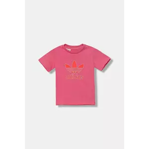 adidas Originals tricou de bumbac pentru copii culoarea roz, cu imprimeu, JX9004 imagine