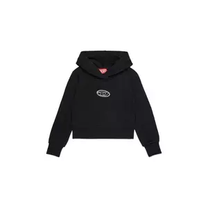 Diesel hanorac de bumbac pentru copii SASYHOOD SWEAT-SHIRT culoarea negru, cu glugă, cu imprimeu, J02416 imagine