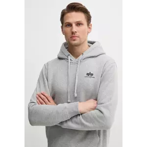 Alpha Industries bluză Basic bărbați, culoarea gri, cu glugă, cu imprimeu 196318.17-grey imagine