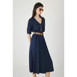 Medicine rochie culoarea bleumarin, midi, evazați imagine