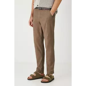 Medicine pantaloni din amestec de in culoarea maro, drept imagine