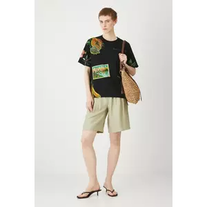 Medicine pantaloni scurți culoarea verde, uni, high waist imagine