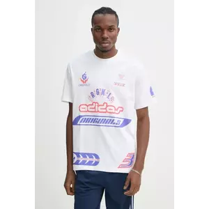 adidas Originals tricou din bumbac Q12 TS SPONSOR barbati, culoarea bej, cu imprimeu, JD0663 imagine