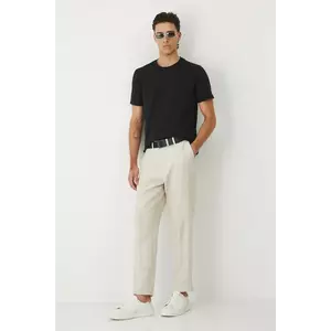 Medicine pantaloni din in culoarea bej, drept imagine