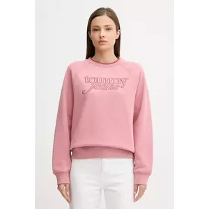 Tommy Jeans bluză culoarea portocaliu, cu imprimeu, DW0DW21196 imagine