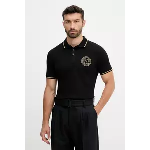 Versace Jeans Couture polo de bumbac culoarea negru, cu imprimeu, 79GAGT00 CJ01T imagine