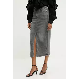 Answear.LAB fusta jeans culoarea gri, midi, drept imagine