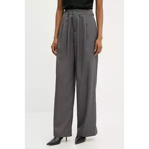 Answear.LAB pantaloni culoarea gri, lat, high waist imagine