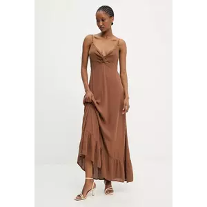 Answear.LAB rochie din bumbac culoarea maro, maxi, evazati imagine