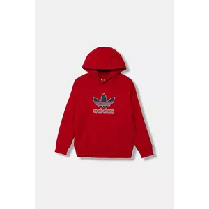 adidas Originals bluză copii culoarea rosu, cu glugă, cu imprimeu, JV8652 imagine