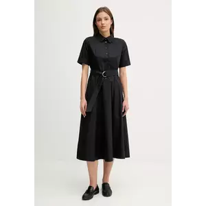 Dkny rochie din bumbac culoarea negru, midi, evazați, DJ5D9065 imagine
