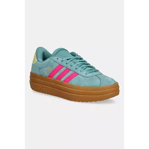 adidas sneakers de piele întoarsă pentru copii VL COURT BOLD culoarea verde, JQ4482 imagine