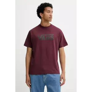 Vans tricou din bumbac culoarea bordo, cu imprimeu, VN000RA14QU1 imagine