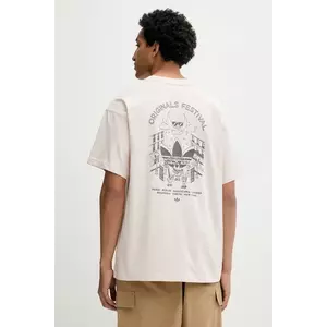 adidas Originals tricou din bumbac Street Band Tee culoarea bej, cu imprimeu, KQ9956 imagine