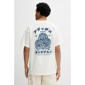 adidas Originals tricou din bumbac Japan Florals T culoarea bej, cu imprimeu, KQ9959 imagine