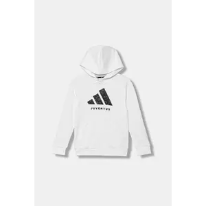 adidas Performance bluză copii JUVENTUS culoarea alb, cu glugă, cu imprimeu, IT3846 imagine