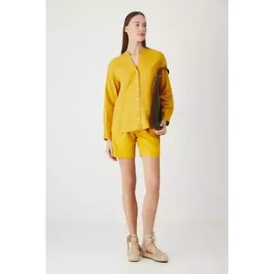 Medicine bluza din in culoarea galben, neted imagine