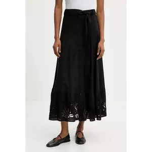 Answear.LAB fusta din bumbac culoarea negru, maxi, evazati imagine