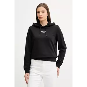 Tommy Jeans hanorac de bumbac culoarea negru, cu glugă, cu imprimeu, DW0DW20943 imagine