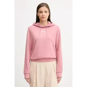 Tommy Jeans hanorac de bumbac culoarea roz, cu glugă, cu imprimeu, DW0DW20943 imagine
