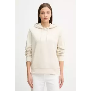 Tommy Jeans hanorac de bumbac culoarea bej, cu glugă, cu imprimeu, DW0DW20943 imagine