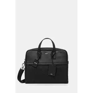 BOSS geantă pentru laptop din piele culoarea negru, 50548188 imagine