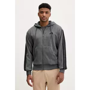 adidas cardigan Essentials culoarea gri, cu glugă, uni, JL9824 imagine