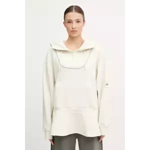 adidas by Stella McCartney hanorac de antrenament culoarea bej, cu glugă, uni, JX9108 imagine