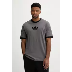 adidas Originals tricou din bumbac Oversize Tee culoarea gri, cu imprimeu, JX1511 imagine