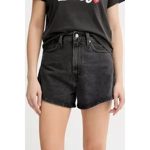 Levi's pantaloni scurți jeans culoarea gri, uni, high waist, A1965 imagine