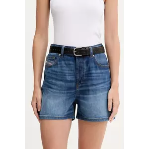 Diesel pantaloni scurți jeans DE-JIRO SHORTS uni, high waist, A19060.0DBEL imagine