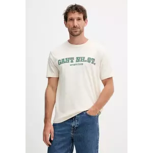Gant tricou din bumbac culoarea bej, cu imprimeu, 2003345 imagine