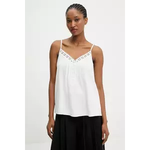 Answear.LAB bluza din amestec de in culoarea alb, neted imagine