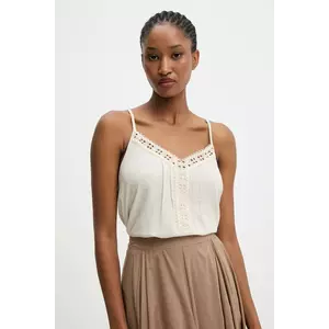 Answear.LAB bluza din amestec de in culoarea bej, neted imagine