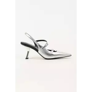 Karl Lagerfeld stilettos de piele KARMEL culoarea argintiu, KL33623 imagine
