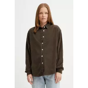 American Vintage camasa din bumbac culoarea gri, cu guler clasic, relaxed imagine