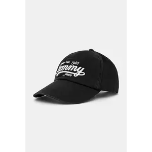 Tommy Jeans șapcă de baseball din bumbac culoarea negru, AM0AM13550 imagine